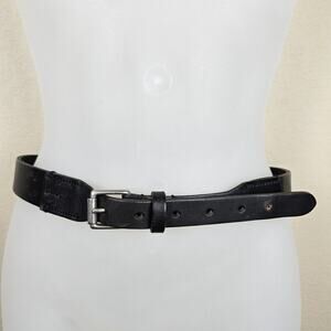 LAUREN RALPH LAUREN Womens Belt M Black Leather Skinny Casual Minimal Argentina